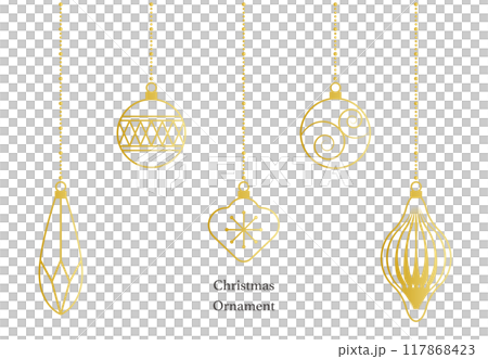 金色優雅聖誕飾品向量白色背景插畫素材 金色優雅聖誕飾品向量白色背景插畫素材 117868423