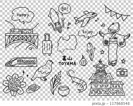 Toyama hand-drawn illustration set Toyama hand-drawn illustration set 117868548