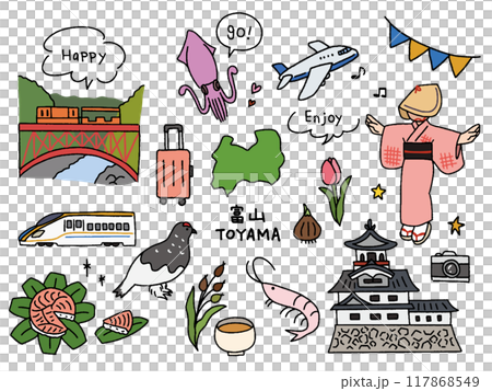 Toyama hand-drawn illustration set 117868549