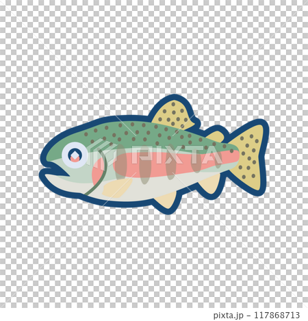 かわいいニジマスのイラスト かわいいニジマスのイラスト 117868713