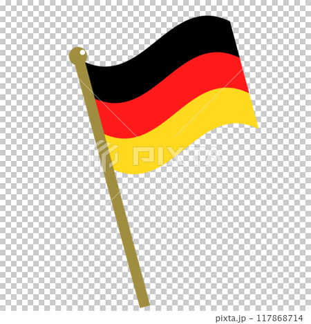 Illustration of the German flag on a pole Illustration of the German flag on a pole 117868714