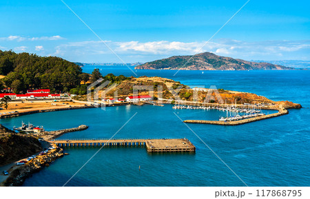 View of Horseshoe Bay from the Golden Gate Bridge north of San Francisco in California - United States View of Horseshoe Bay from the Golden Gate Bridge north of San Francisco in California - United States 117868795
