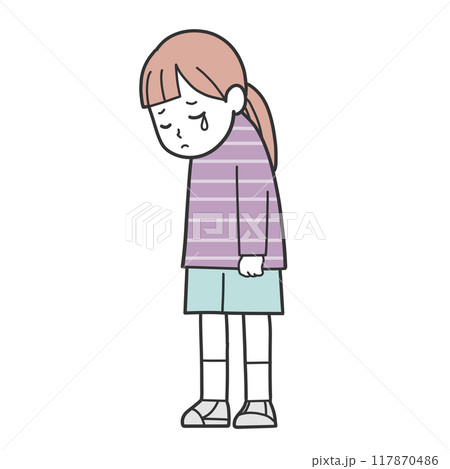 立って泣く女の子 117870486
