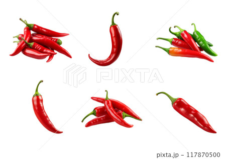 Chili Collection Bundle Set Isolated on a Transparent Background 117870500