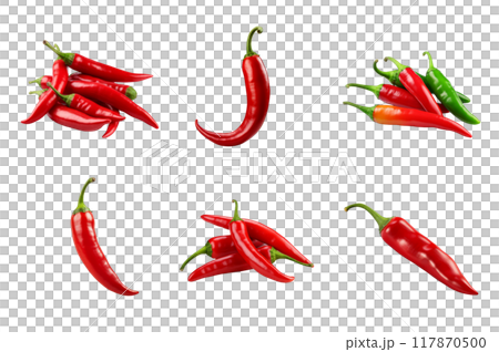 Chili Collection Bundle Set Isolated on a Transparent Background 117870500