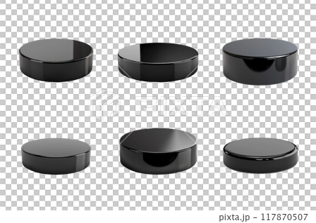 Black Pedestal Collection Bundle Set Isolated on a Transparent Background 117870507