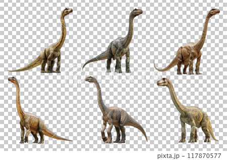 Brachiosaurus Collection Bundle Set Isolated on a Transparent Background 117870577