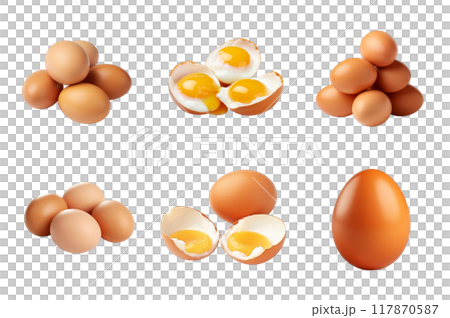 Eggs Collection Bundle Set Isolated on a Transparent Background Eggs Collection Bundle Set Isolated on a Transparent Background 117870587