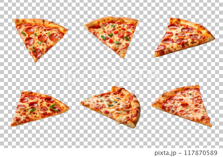 Pizza Collection Bundle Set Isolated on a Transparent Background 117870589