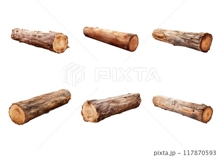 Wooden Log Collection Bundle Set Isolated on a Transparent Background 117870593