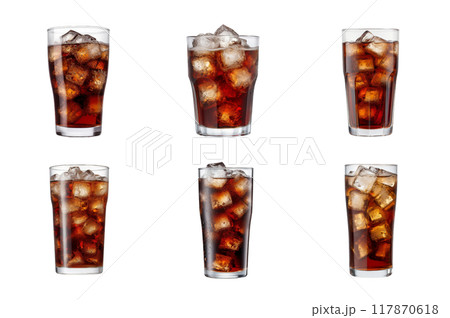Coke in Glass Collection Bundle Set Isolated on a Transparent Background 117870618