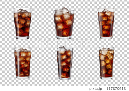 Coke in Glass Collection Bundle Set Isolated on a Transparent Background 117870618