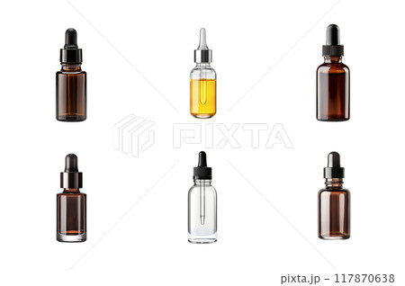 Translucent Dropper Bottle Collection Bundle Set Isolated on a Transparent Background 117870638