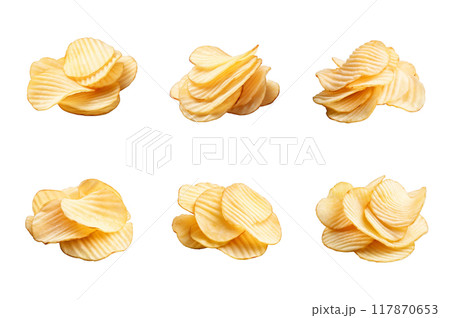 Potato Chips Collection Bundle Set Isolated on a Transparent Background 117870653