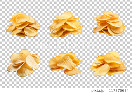 Potato Chips Collection Bundle Set Isolated on a Transparent Background 117870654