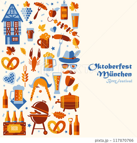 Oktoberfest flyer, banner. Beer festival logo, concept design on white background. Oktoberfest flyer, banner. Beer festival logo, concept design on white background. 117870766