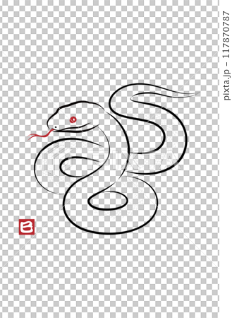 八の字にとぐろを巻いている縁起の良い白蛇のイラスト 墨絵風でお洒落な巳年の年賀状素材 ベクター 八の字にとぐろを巻いている縁起の良い白蛇のイラスト 墨絵風でお洒落な巳年の年賀状素材 ベクター 117870787