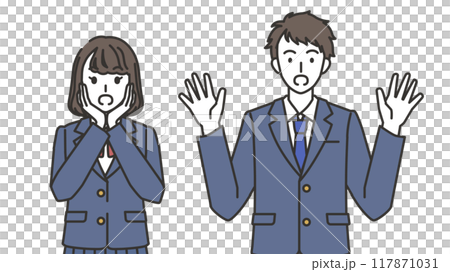 一組驚訝的高中男女生插圖 一組驚訝的高中男女生插圖 117871031