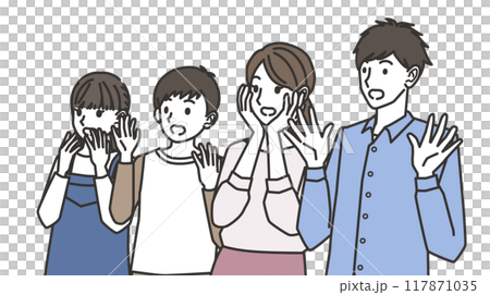 一個驚訝的家庭的插圖 一個驚訝的家庭的插圖 117871035