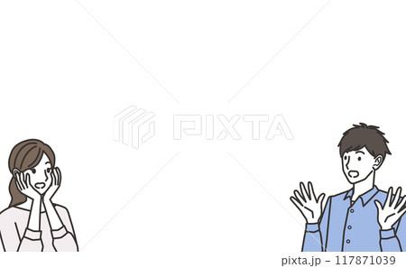 びっくりする男性と女性のイラスト 117871039