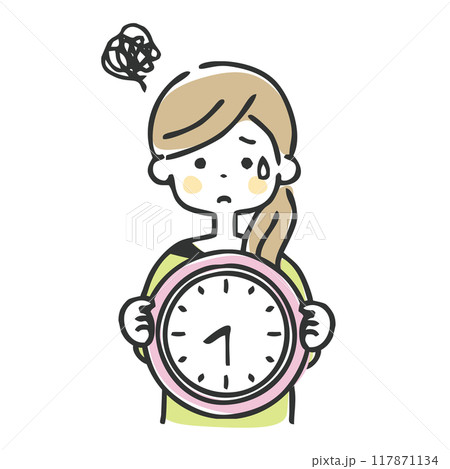 時計を持って困っている女性 117871134