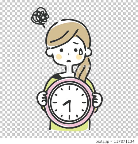 時計を持って困っている女性 117871134