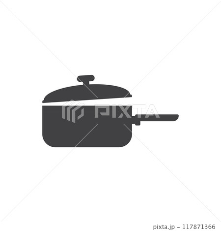 kettle with a pan icon, simple style 117871366