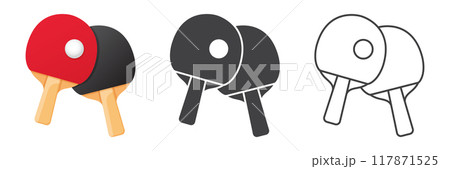 Ping pong icons set in flat style. Racket and ball vector illustration on isolated background. Table tennis sign business concept. 117871525