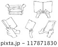 Books in Hands, Hand drawn Line Sketch Illustration Bundle 117871830