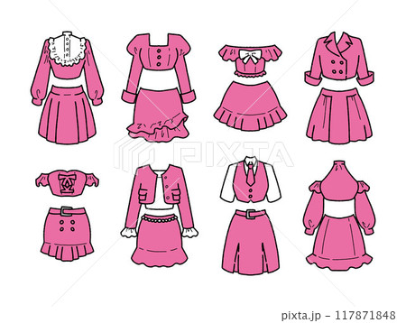 ピンクのアイドル衣装のイラストセット 117871848