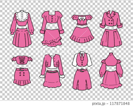 ピンクのアイドル衣装のイラストセット 117871848