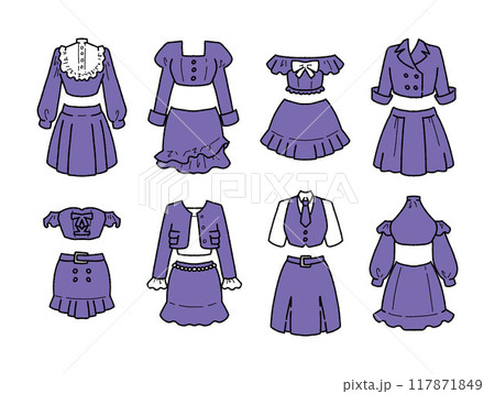 紫のアイドル衣装のイラストセット 紫のアイドル衣装のイラストセット 117871849