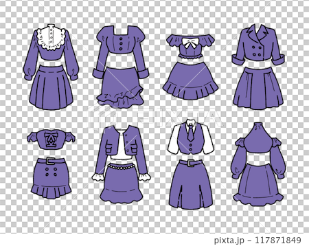 紫のアイドル衣装のイラストセット 紫のアイドル衣装のイラストセット 117871849