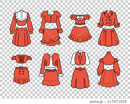 赤のアイドル衣装のイラストセット 赤のアイドル衣装のイラストセット 117871850