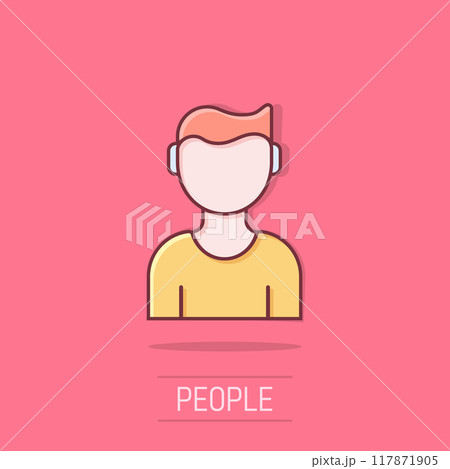 People communication icon in comic style. People cartoon vector illustration on isolated background. Partnership splash effect business concept. 117871905
