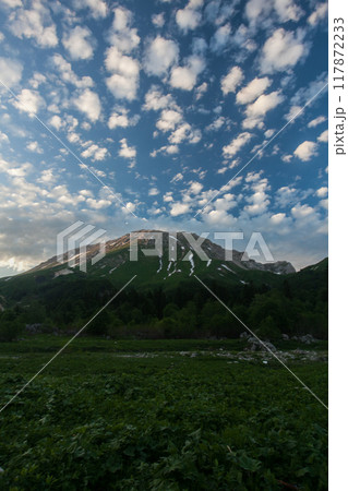 Fishtail Mountain Under a Cloudy Sky 117872233