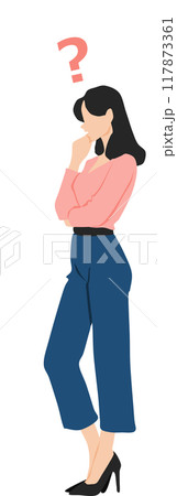 考え事をする女性のイラスト 考え事をする女性のイラスト 117873361