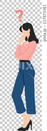 考え事をする女性のイラスト 考え事をする女性のイラスト 117873361