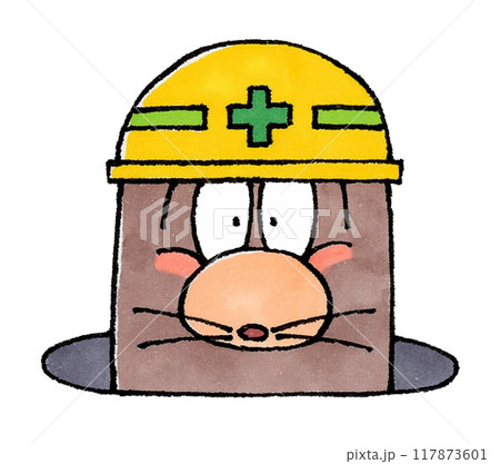 ヘルメットをかぶるモグラ 117873601