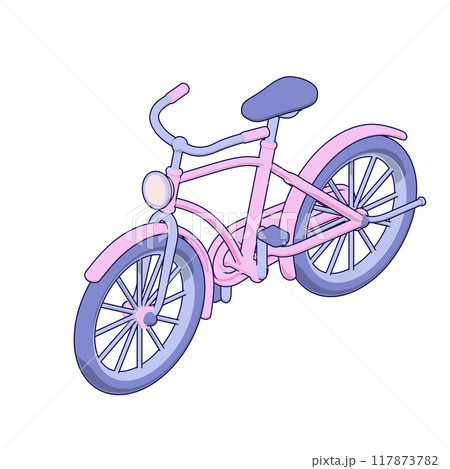 パステルカラーの自転車のアイソメトリック3Dイラストレーション 117873782