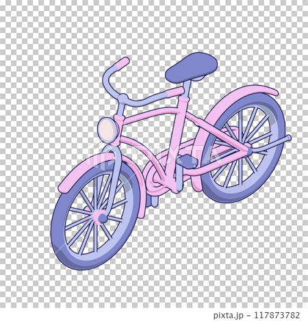 柔和色彩的自行車的等距 3D 插圖 117873782