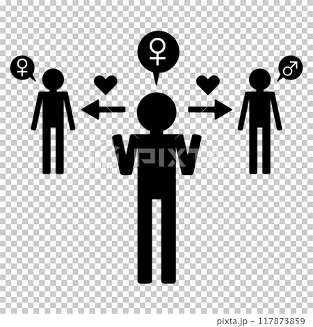 黒、女性のバイセクシャルをイメージした人物アイコン 117873859