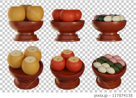 korea traditional holiday chuseok food pear and apple and tteok 117874138