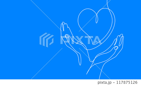 Fundraising giving heart symbol money hand. Continuous one line draw sketch art. Charity volunteer giving donate social project. Finance funding vector illustration 117875126