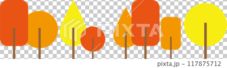 一棵有秋葉的樹的簡單插圖 117875712