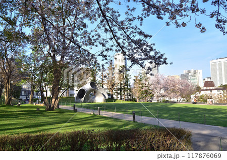 港区・檜町公園の桜と芝生広場 港区・檜町公園の桜と芝生広場 117876069