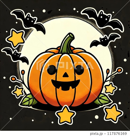 【Halloween】ポップなカボチャ かわいいジャックオーランタン 文字なし 【Halloween】ポップなカボチャ かわいいジャックオーランタン 文字なし 117876169