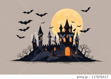 ハロウィンと黒猫　AI生成画像 117876417
