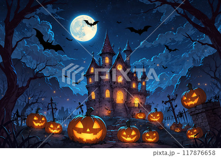 ハロウィンの背景素材　AI生成画像 117876658