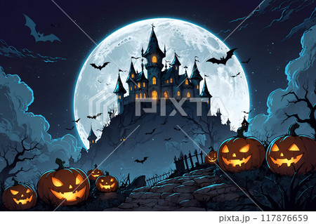 ハロウィンの背景素材　AI生成画像 117876659